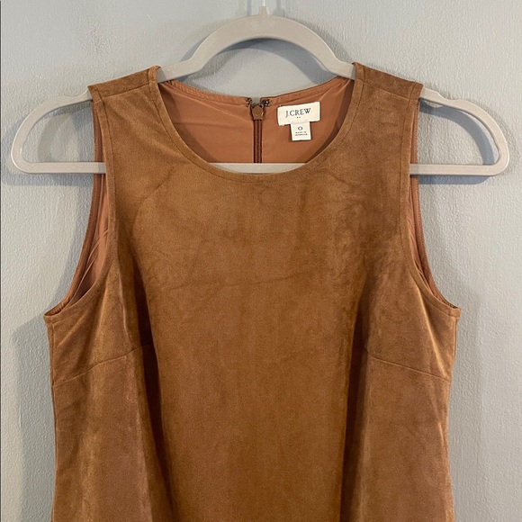 J. Crew Faux Suede Drop Waist Mini Dress Brown Sleeveless Western Size 0 - Picture 6 of 11